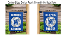 Load image into Gallery viewer, memphis soccer logo reading correctly on both sides of garden flag
