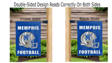 Load image into Gallery viewer, memphis football logo reading correctly on both sides of garden flag
