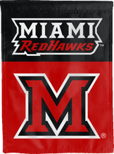 Load image into Gallery viewer, miami redhawks double sided house flag hung for man cave decor
