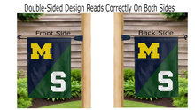 Load image into Gallery viewer, Michigan Michigan state s house divided logos reading correctly on both sides of garden flag
