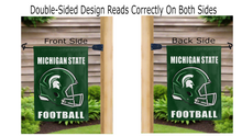 Load image into Gallery viewer, michigan state football logo reading correctly on both sides of garden flag
