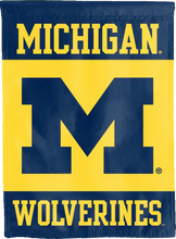 Load image into Gallery viewer, michigan wolverines double sided house flag for college dorm decor
