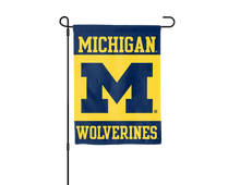 Load image into Gallery viewer, blue and gold Michigan wolverines garden flag
