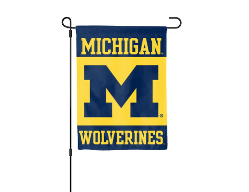 blue and gold Michigan wolverines garden flag