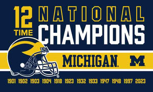 University of Michigan - 12 Time National Champions 3x5 Flag