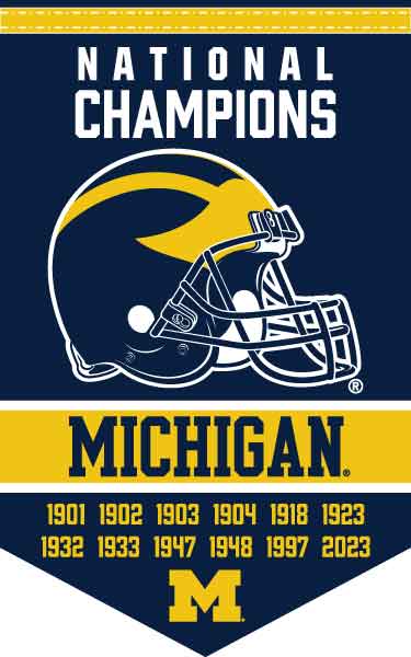 University of Michigan - 12 Time National Champions Pennant Banner