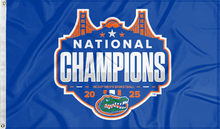 Load image into Gallery viewer, blue Florida Basketball March Madness 2025 Champions 3x5 Flag for indoor home décor
