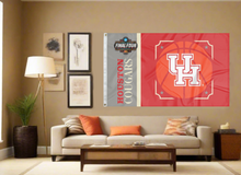 Load image into Gallery viewer, Houston Basketball Men&#39;s Final Four 3x5 Flag for indoor home décor covering tan wall of well lit room
