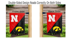 Load image into Gallery viewer, nebraska iowa logos reading correctly on both sides of house divided flag
