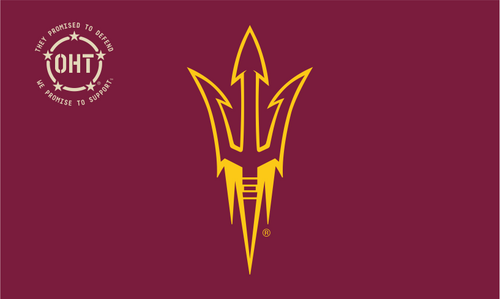 Maroon 3x5 Operation Hat Trick Flag with Arizona State Pitchfork Logo