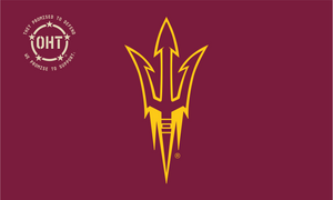 Maroon 3x5 Operation Hat Trick Flag with Arizona State Pitchfork Logo