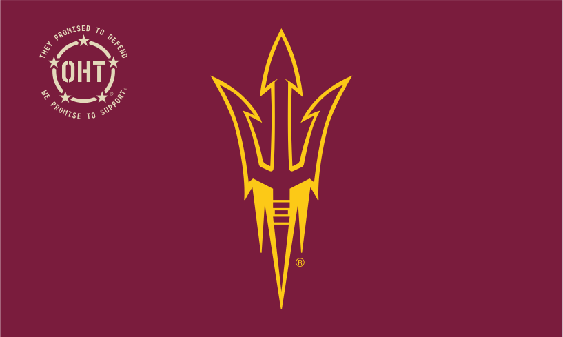 Maroon 3x5 Operation Hat Trick Flag with Arizona State Pitchfork Logo