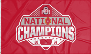 Red 3x5 foot wide Ohio State Football College Football Playoff 2024 National Champions Flag with Two metal grommets