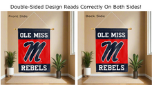 Load image into Gallery viewer, ole miss rebels logo reading correctly on both sides of double sided house flag
