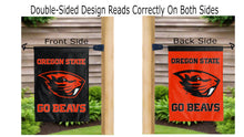 Load image into Gallery viewer, Oregon state go beavs logo reading correctly on both sides of garden flag
