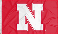 Load image into Gallery viewer, Red Nebraska Huskers Flag with metal grommets
