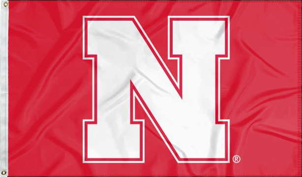 Red Nebraska Huskers Flag with metal grommets