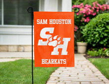Load image into Gallery viewer, sam houston state university garden flag hung outside for yard decor
