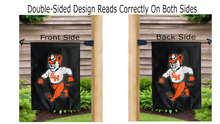 Load image into Gallery viewer, sammy bearkat logo reading correctly on both sides of sam houston garden flag
