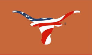 Orange 3x5 Texas Longhorns Flag with USA Flag Style Longhorns Logo