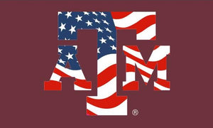 Maroon 3x5 Texas A&M Flag with American Flag inside ATM