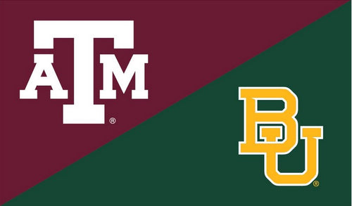 3x5 House Divided Flag with Texas A&M University and Baylor University Logo
