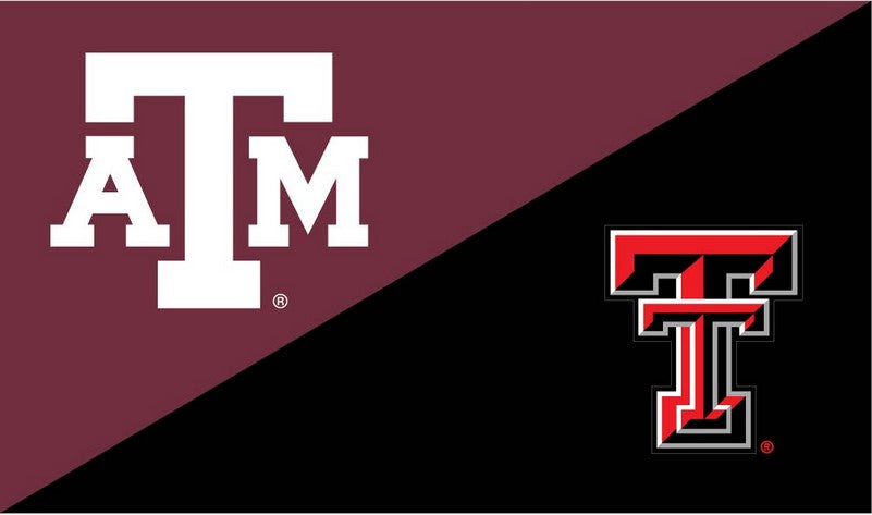 Texas A&M University - Texas Tech University 3x5 House Divided Flag