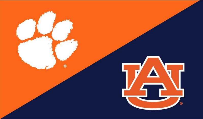 3x5 House Divided Flag with Clemson University and Auburn University Logos