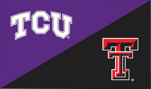 Texas Christian University (TCU) - Texas Tech University 3x5 House Divided Flag