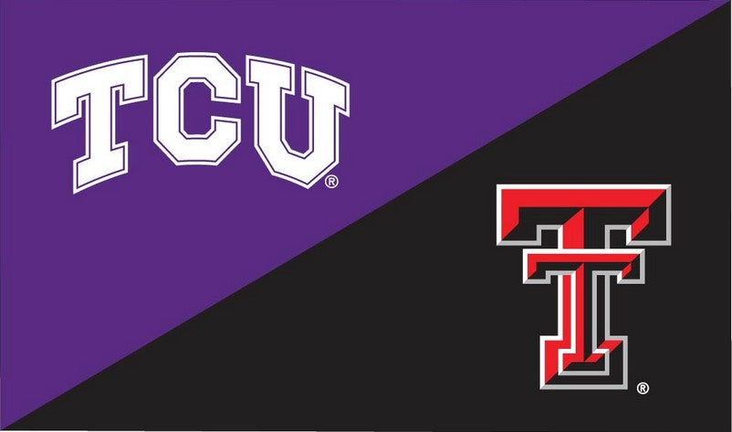 Texas Christian University (TCU) - Texas Tech University 3x5 House Divided Flag