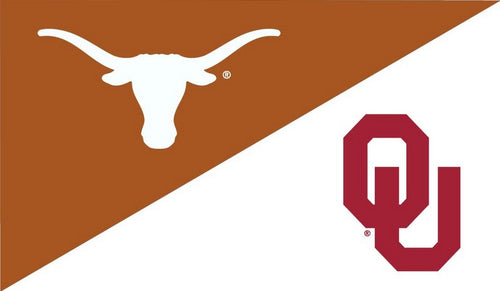 3x5 House Divided Flag with University of Texas University of Oklahoma Logos