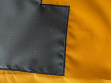 Load image into Gallery viewer, Hand Sewn Blue Michigan Wolverines Logo on Gold Applique flag
