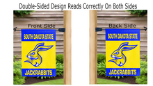 Load image into Gallery viewer, south dakota state jackrabbits logo reading correctly on both sides of garden flag
