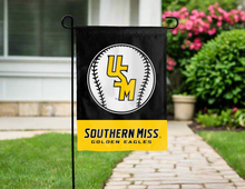 Load image into Gallery viewer, Southern miss baseball garden flag hung outside a house for yard decor
