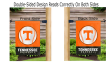 Load image into Gallery viewer, Tennessee Baseball logo reading correctly on both sides of garden flag
