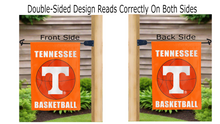 Load image into Gallery viewer, Tennessee basketball logo reading correctly on both sides of garden flag
