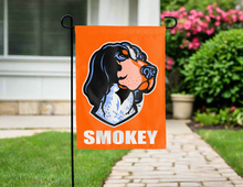 Load image into Gallery viewer, Tennessee Smokey dog garden flag hung outside driveway for yard decor
