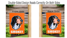 Load image into Gallery viewer, Tennessee smokey logo reading correctly on both sides of garden flag
