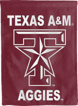 Load image into Gallery viewer, texas A&amp;M double sided house flag with texas A&amp;M star logo for college dorm decor
