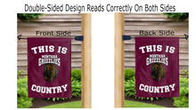 Load image into Gallery viewer, this is Montana Grizzlies Country logo reading correctly on both sides of garden flag
