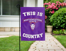 Load image into Gallery viewer, this is northwestern state country garden flag hung outside for yard decor
