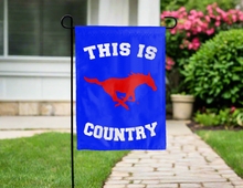 Load image into Gallery viewer, blue this is SMU Country garden flag hung outside for yard decor
