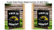 Load image into Gallery viewer, this is southern miss country logo reading correctly on both sides of garden flag
