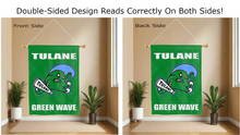 Load image into Gallery viewer, tulane green wave logo reading correctly on both sides of house flag
