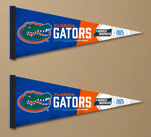 blue and orange March Madness 2025 Florida Gators Basketball Pennant for indoor home décor