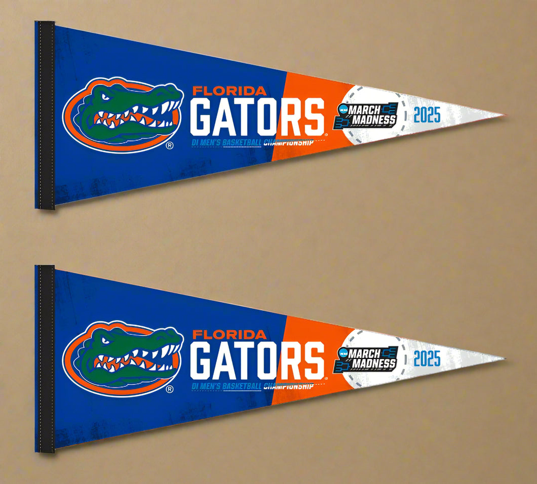 blue and orange March Madness 2025 Florida Gators Basketball Pennant for indoor home décor