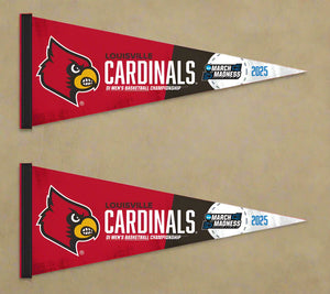 Two Louisville Basketball March Madness 2025 Pennants for indoor home decor