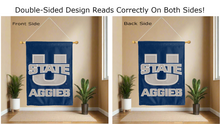 Load image into Gallery viewer, u state aggies logo reading correctly on both sides of blue house flag
