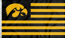 Load image into Gallery viewer, USA-flag style University of Iowa Hawkeyes Applique Flag with two metal grommets
