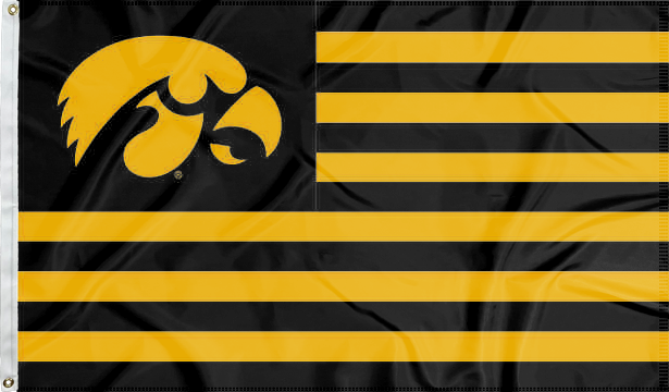 USA-flag style University of Iowa Hawkeyes Applique Flag with two metal grommets